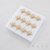 DIMENSIONAL MULTI CZ STARBURST CZ POLISH 316L SURGICAL STEEL L-SHAPE NOSE RING BOX
